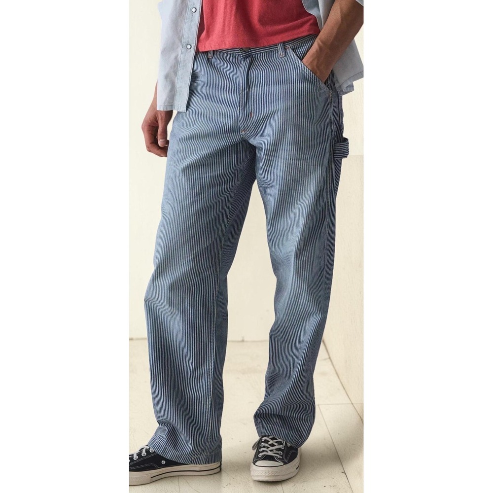 Polo Ralph Lauren Dungaree Carpenter Jeans Hickory Stripe Men's 33x32 NWT - Picture 2 of 7